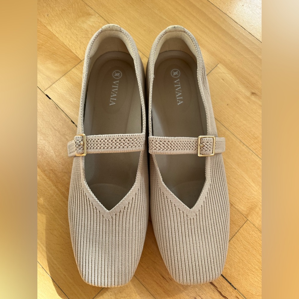 Vivaia Square-Toe Mary-Jane in Almond